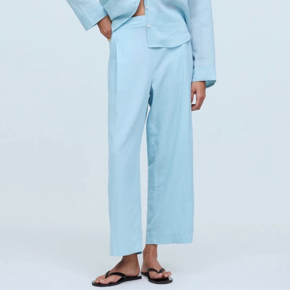 NWT Madewell Linen Blend Pull-On Straight Crop Pant
